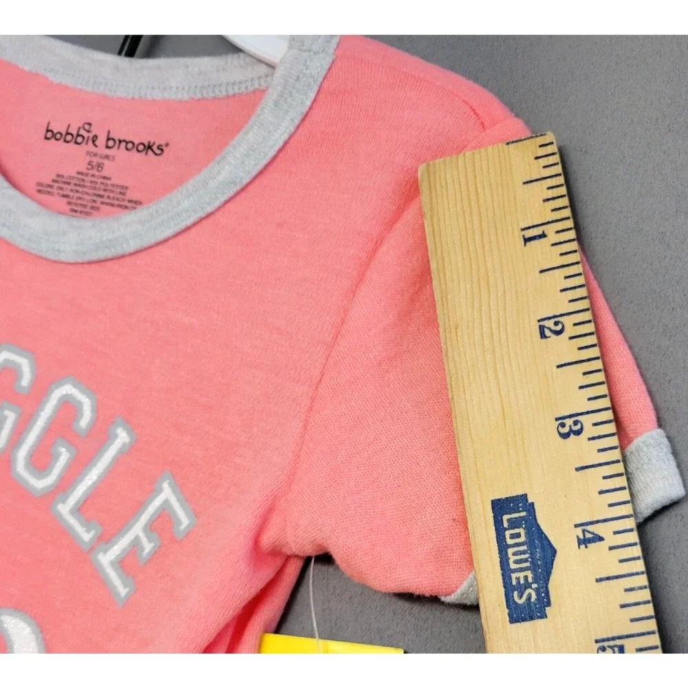 Bobbie‎ Brooks Sleepwear Pj Set Girls Youth 5/6 Pink Graphic Dino Pants Tee New